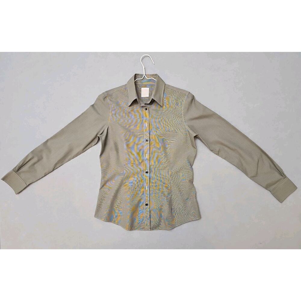 Brooks Brothers Women's Supima Cotton Dress Shirt Size 4 Micro Gingham Work Gray